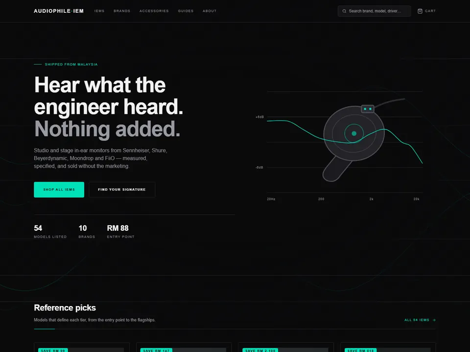 Audiophile IEM website concept: Audio systems