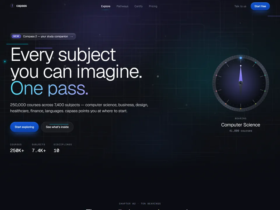 Capass website concept: Online courses