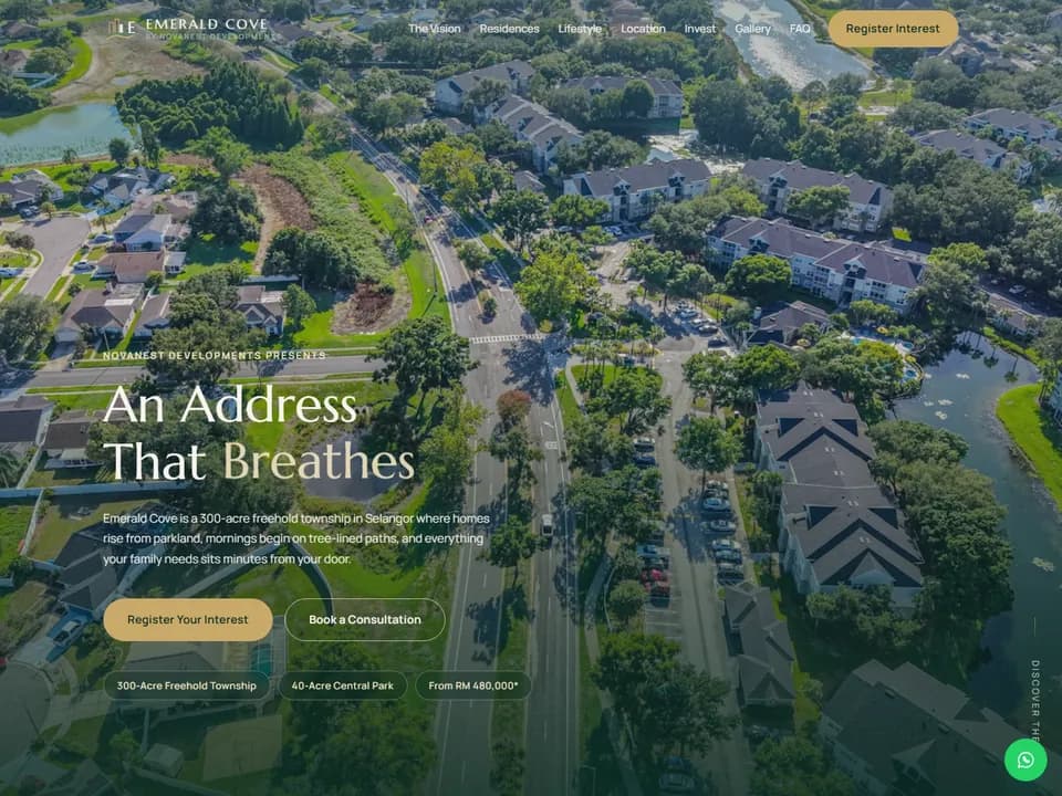 Emerald Cove website concept: Freehold township
