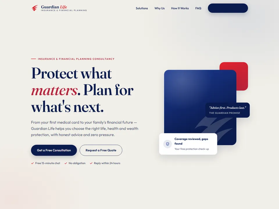 Guardian Life website concept: Insurance