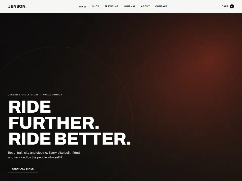 Jenson Bicycle Store website concept: Bicycle store