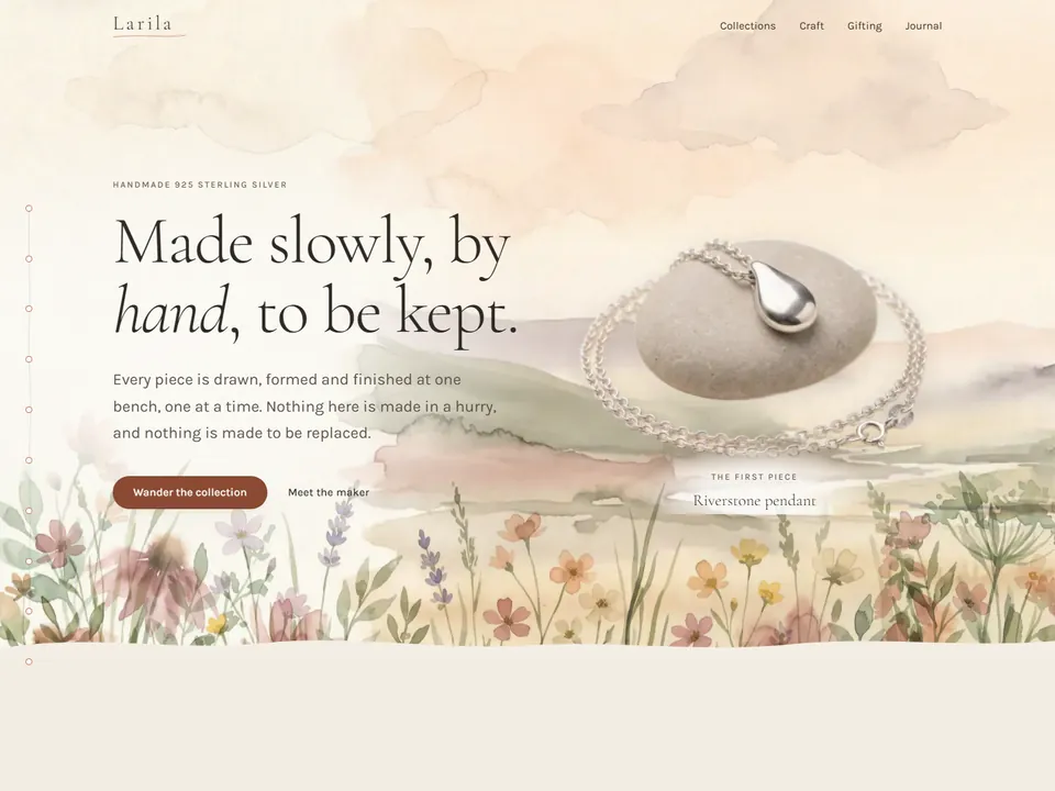 Larila website concept: Silver accessories