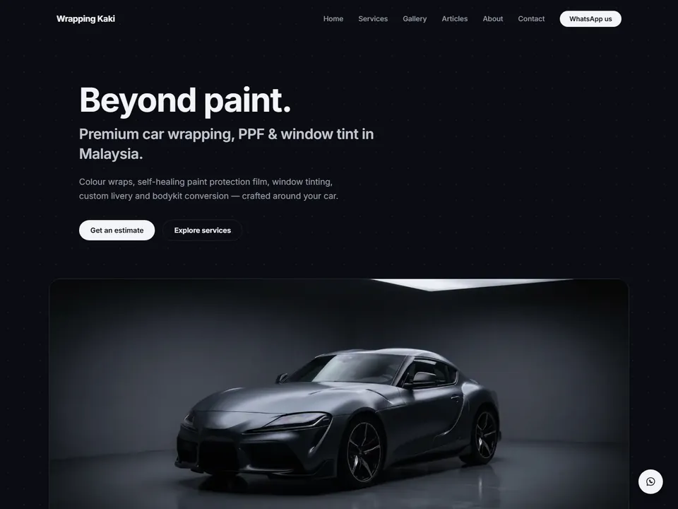 Wrapping Kaki website concept: Car wrapping